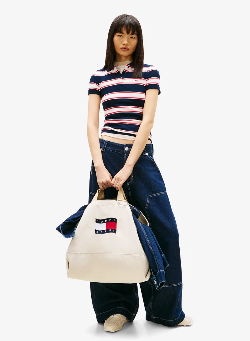 TOMMY JEANS Wavy Flag Canvas Tote Bag